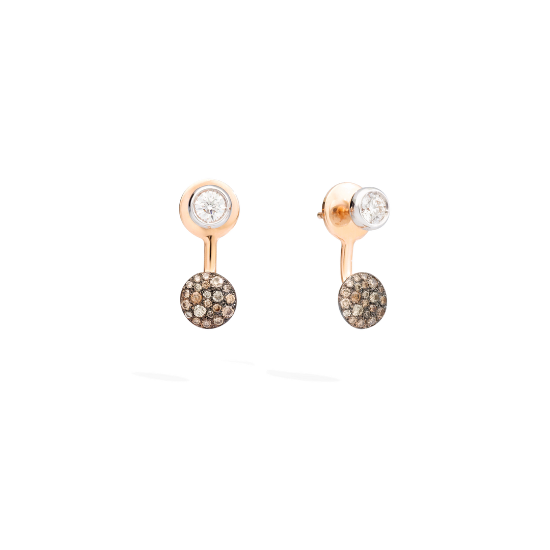 Pomellato Ohrstecker Sabbia aus Roségold sowie weißen und braunen Brillanten