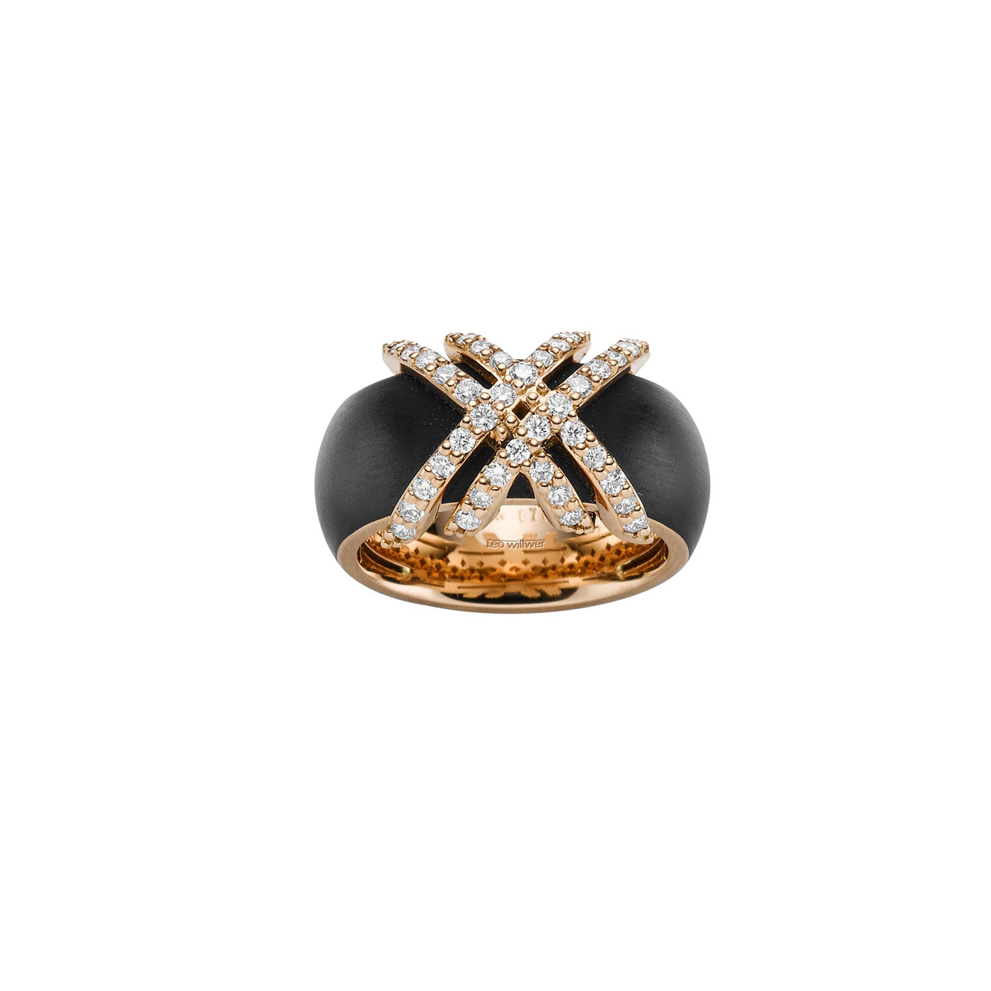 Leo Wittwer Crosses Ring aus Roségold, schwarzer Emaille und Diamanten