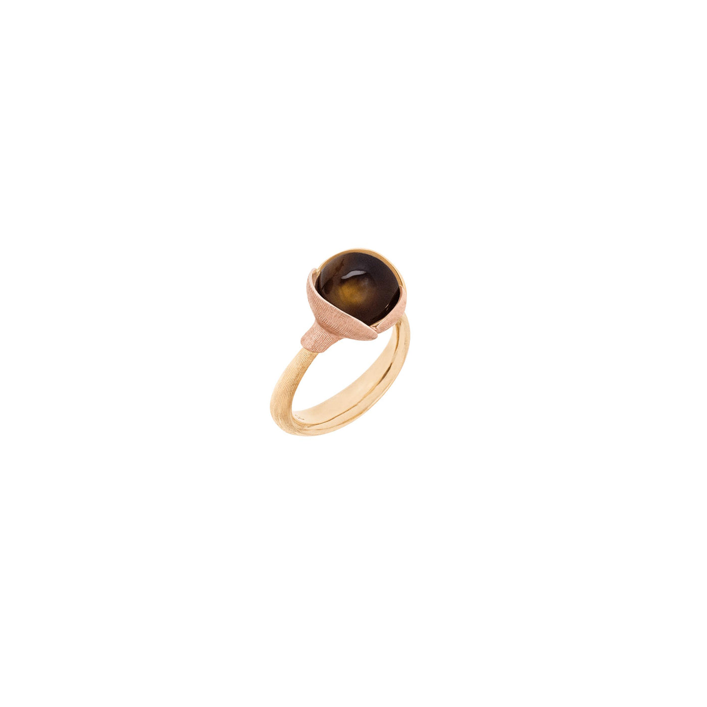 Ole Lynggaard Ring Lotus klein aus Gelb- und Roségold mit Rauchquarz