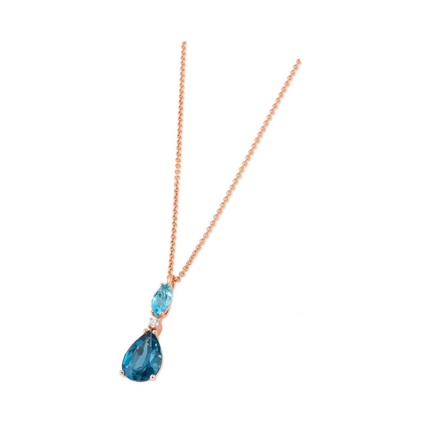 Ponte Vecchio Iris Kette in Roségold mit Brillant und London Blue Topas